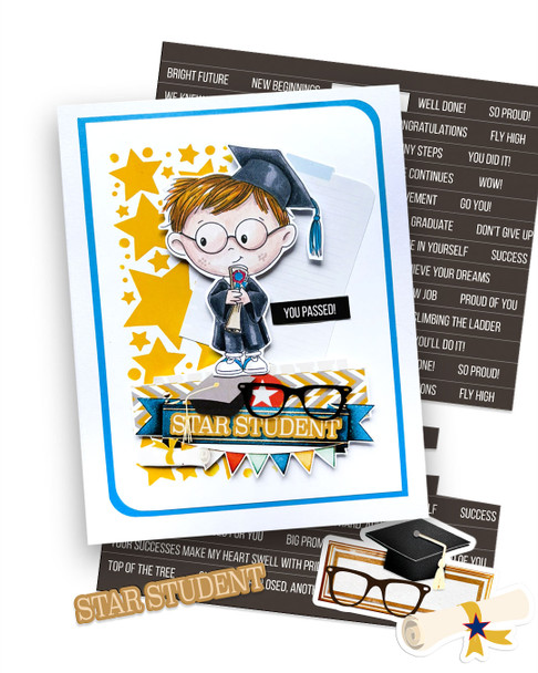 Graduation school student Sentiments Quotes - Digital Stamp and Printable Clipart Pack for Card Making, Scrapbooking and Junk Journaling.