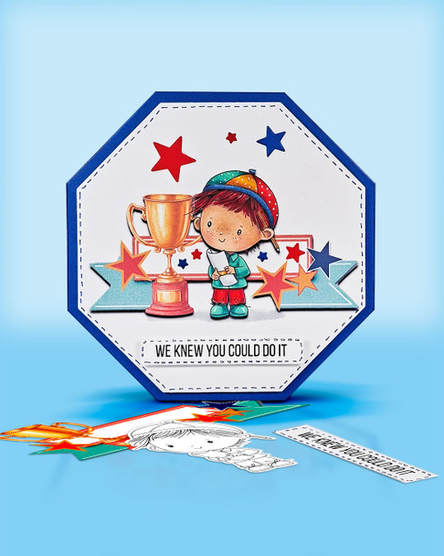 Cute Boy with pencil & paper Graduation school student clipart for Card Making, Scrapbooking and Junk Journaling