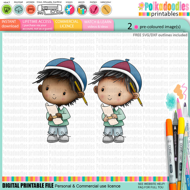 Graduation school student Big Kahuna bundle - Digital Stamps and Printable Clipart Pack for Card Making, Scrapbooking and Junk Journaling.