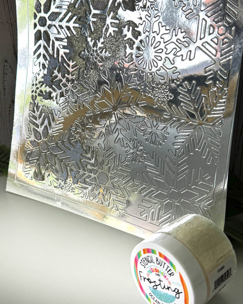 Stencil Butter Frosting texture paste. Ocean Sparkles - card making, crafts, scrapbooking