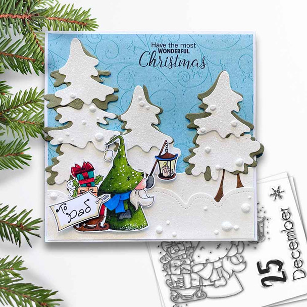 Gnome Fun 4 clear stamps bundle - for card making, crafts, scrapbooking
