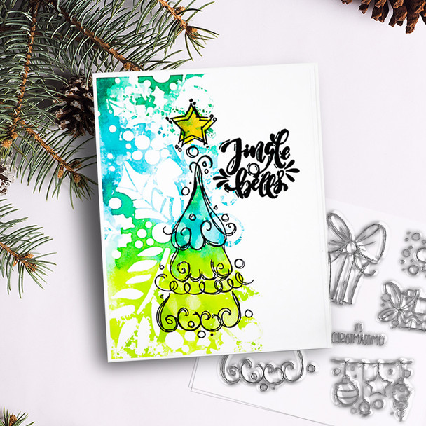 Deck the Halls 4 clear stamps bundle - for card making, crafts, scrapbooking.