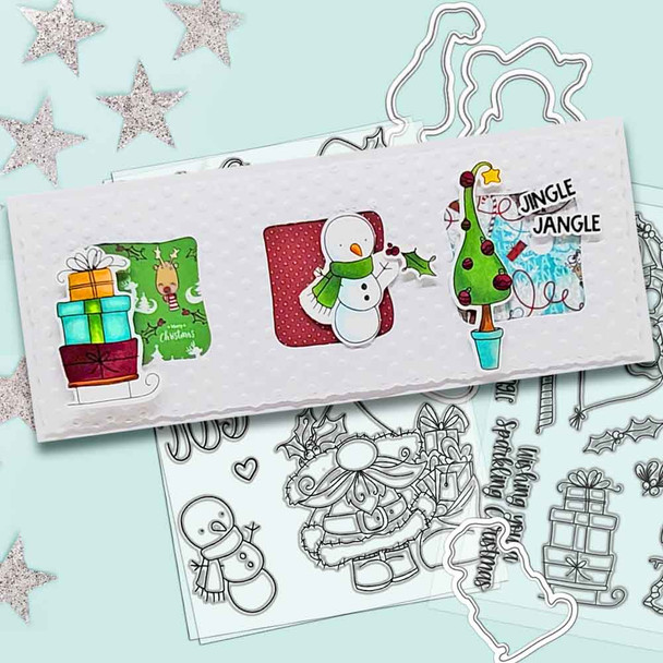 Gnome Tinsel Tangle clear stamps - buy one get one free - for card making, crafts, scrapbooking.