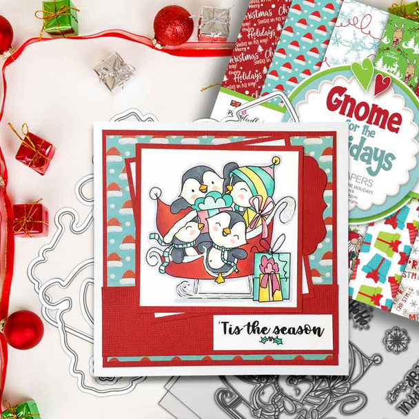 Gnome Tis the Season Christmas stamp bundle – 3 clear stamp sets for card making, crafts and scrapbooking.