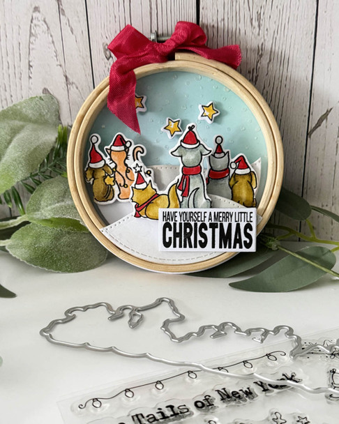 Tails of New York Cats & Dogs Christmas Stamps & Dies Bundle - for card making, crafts, scrapbooking.