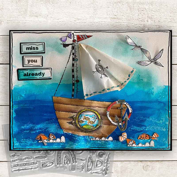 Rainbows Stamp Soup bundle - clear stamps card making, craft, mixed media