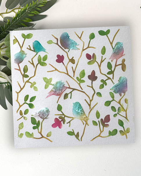 Tweet Branches stencil - 6 x 6" creative craft mixed media stencil