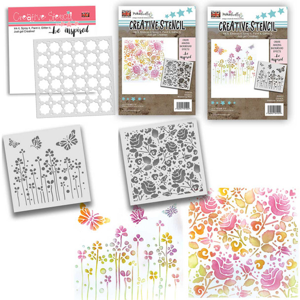 Flower stencil bundle x 3 - craft, card making stencils.