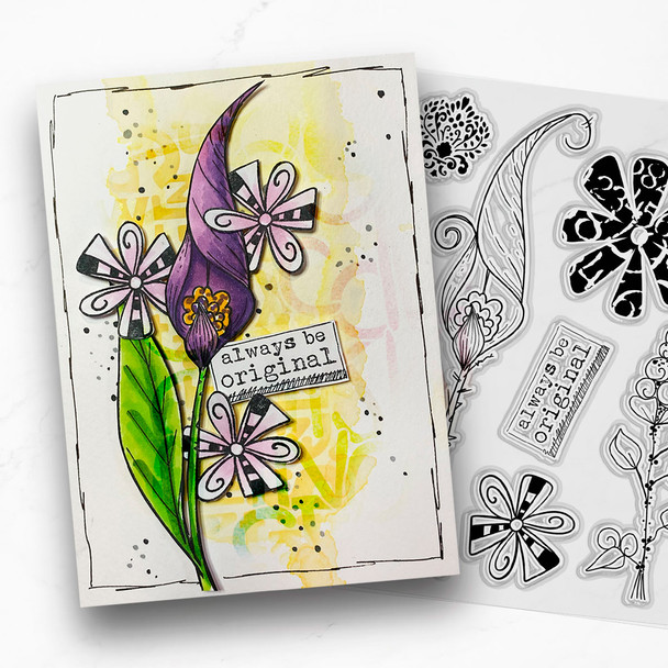 One of a Kind Flowers clear stamps bundle - card making craft, mixed media