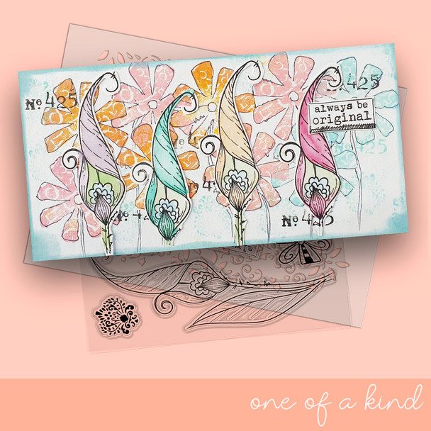 One of a Kind Flowers clear stamps bundle - card making craft, mixed media