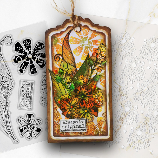 One of a Kind Flowers clear stamps bundle - card making craft, mixed media