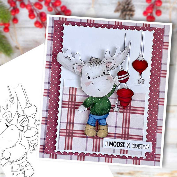Elvis Wesley Christmas Moose - Limited Edition printable USB collection for card making and crafts, cute printable stamps, clipart printable planner sticker
