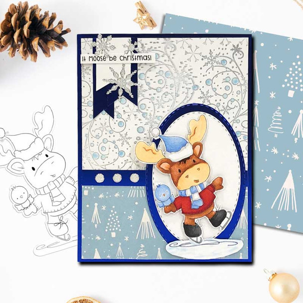 Elvis Wesley Christmas Moose - Limited Edition printable USB collection for card making and crafts, cute printable stamps, clipart printable planner sticker