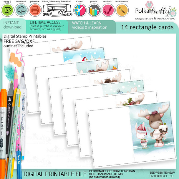 Elvis Wesley Moose - Limited Edition printable USB collection for card making and crafts, cute printable stamps, clipart printable planner sticker