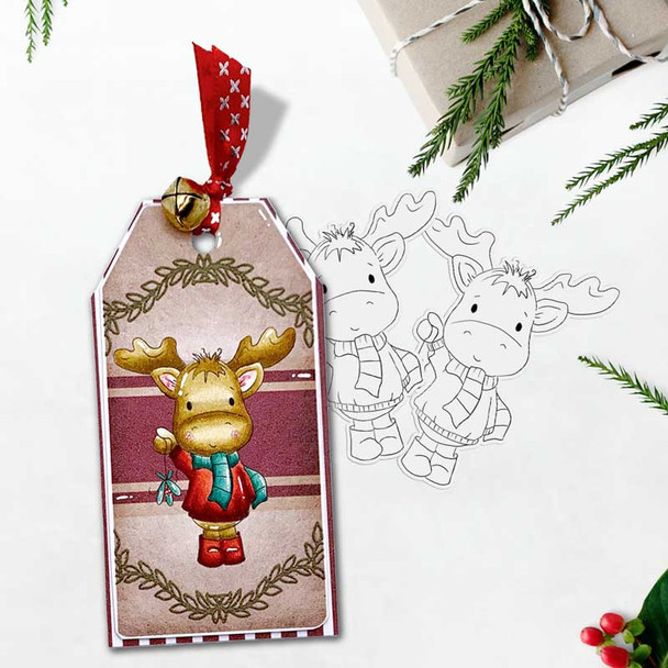 Elvis Wesley Christmas Moose - Limited Edition printable USB collection for card making and crafts, cute printable stamps, clipart printable planner sticker