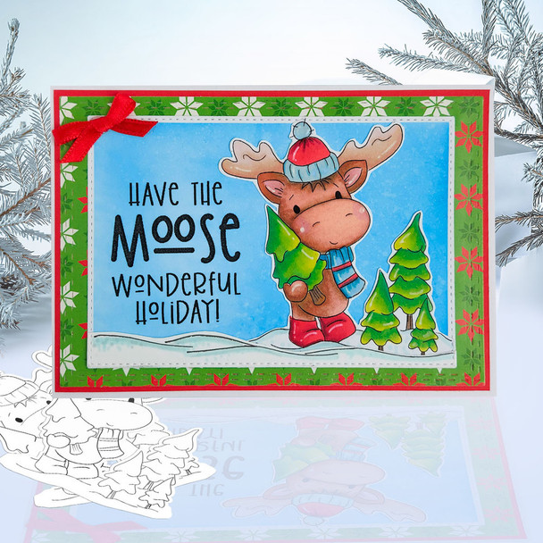 Elvis Wesley Christmas Moose - Limited Edition printable USB collection for card making and crafts, cute printable stamps, clipart printable planner sticker