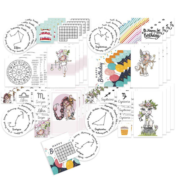Zodiac Die Cut Topper and paper crafting kit - 24 sheets