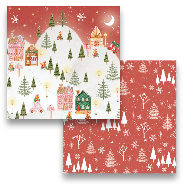 Cozy Christmas Paper Pack – 32 Double-Sided Sheets for Card Making & Scrapbooking.