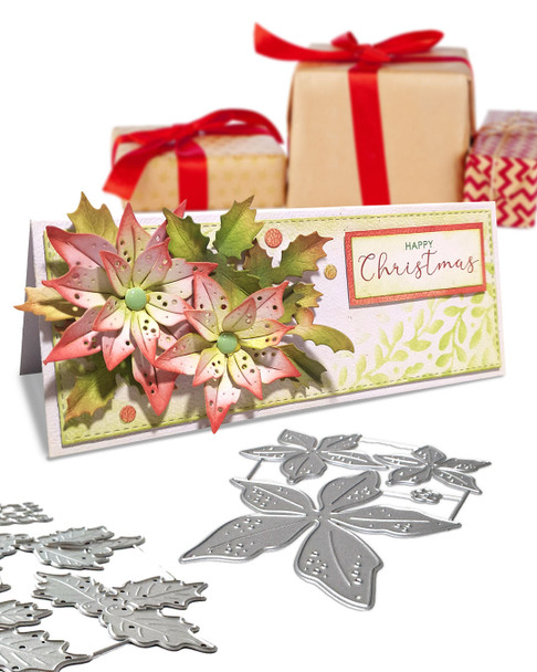 Dotty Poinsettia Flower Craft Cutting Die Set – Card Making & Scrapbooking.
