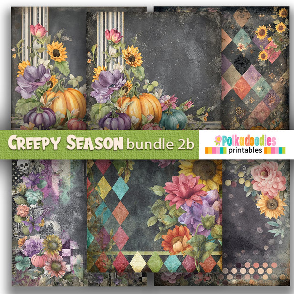 Creepy Autumn Halloween papers 2b - digital printable papers Halloween Fall - Card Making, Scrapbooking, Junk Journal, svg, stickers