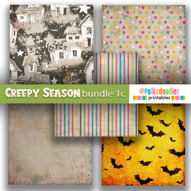 Creepy Autumn Halloween papers 1c - digital printable papers Halloween Fall - Card Making, Scrapbooking, Junk Journal, svg, stickers