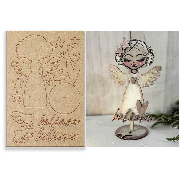 Believe in Angels – 3D Mixed Media Craft kit - Stamps, stencil & MDF BUNDLE