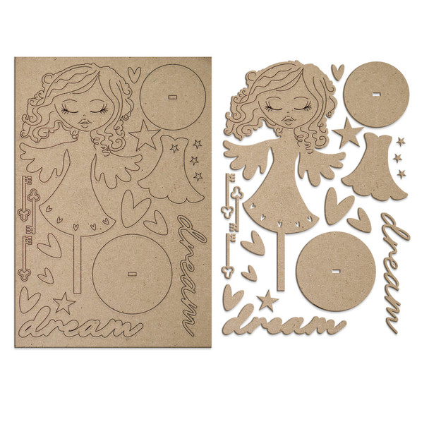 Forever Angel MDF engraved face blanks x 2 -  Stand-Up 3D Shape Set for crafts, mixed media, art doll