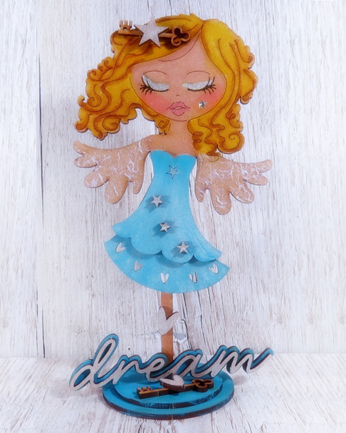 Forever Angel MDF engraved face blanks x 2 -  Stand-Up 3D Shape Set for crafts, mixed media, art doll