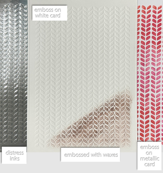 Knit texture A5/6 x 8" Emboss-ink Stencil - card making, crafts, scrapbooking.