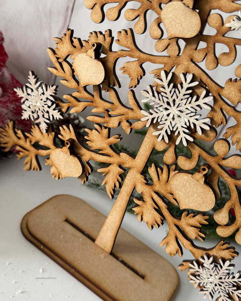 Floral Christmas Tree MDF Wood Blank Craft Kit – Christmas Holiday Home Décor
