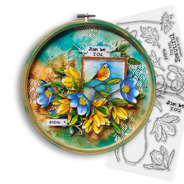 Mixed Flowers mega bundle - clear Stamps, Stencils,  Switchables, Chipboard card making craft bundle