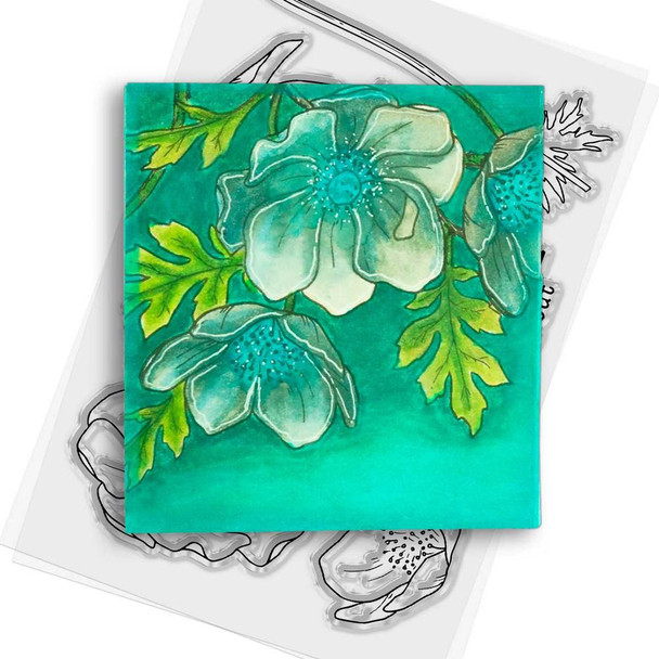 Mixed Flowers mega bundle - clear Stamps, Stencils, Switchables, Chipboard card making craft bundle, featuring a colorful watercolor floral design.