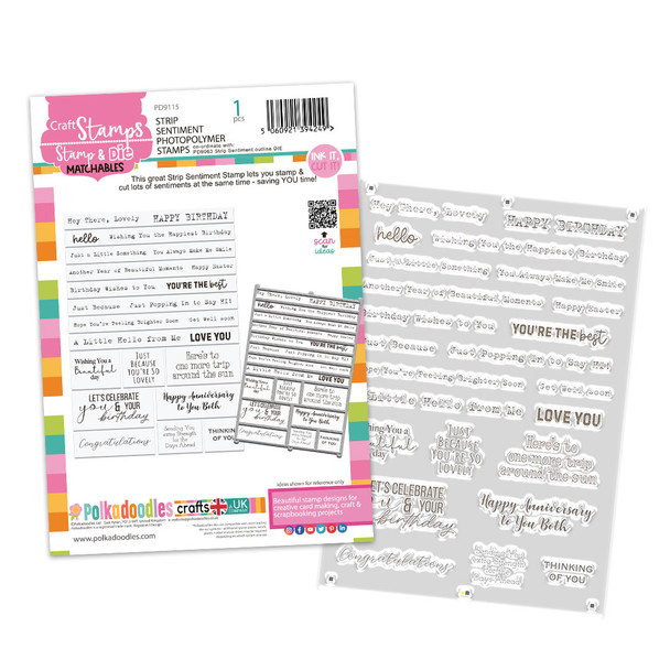 Strip Sentiment A5/6 x 8" Panel Stamp - Photopolymer Stamp Set for Craft, Card Making & Scrapbooking.