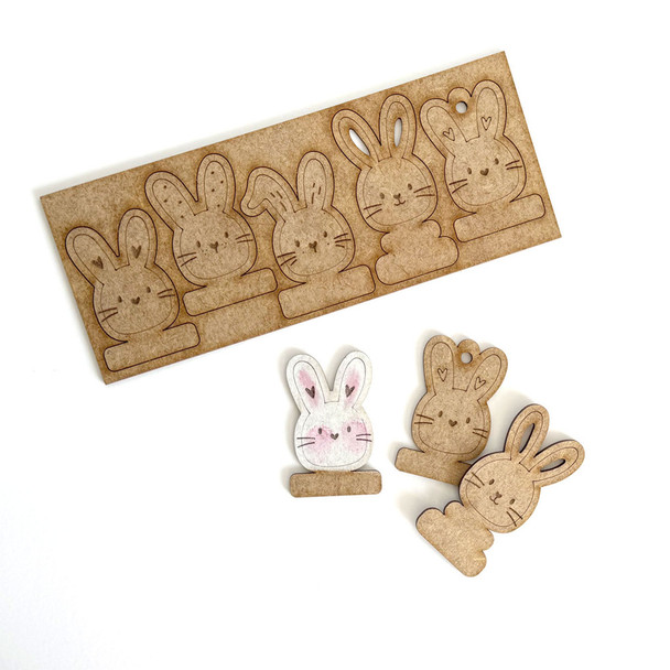 Easter Bunny rabbit Tag embellishment MDF Craft Kit – Set of Cute Wooden Shapes