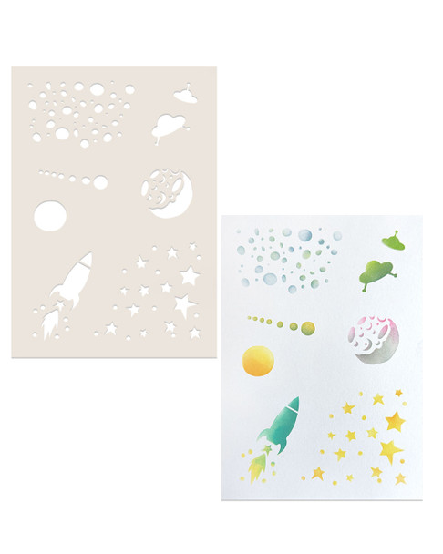 Into Space stencil A5/6 x 8" - Card making craft supplies, scrapbooking