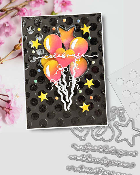 Celebration Text/Balloon Outline Cutting Dies – A6 / 4 x 6"