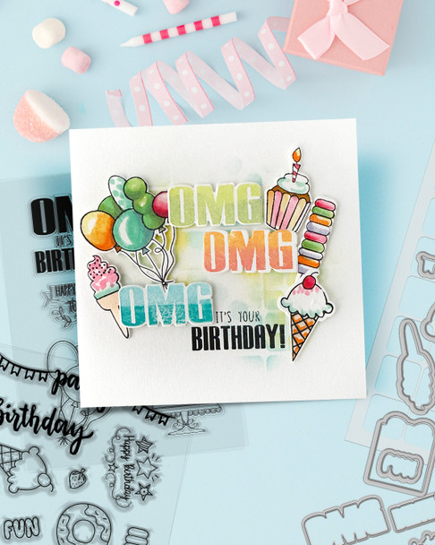 OMG Birthday Matchables outline dies A6/4x6" - Card making, craft supplies, scrapbooking
