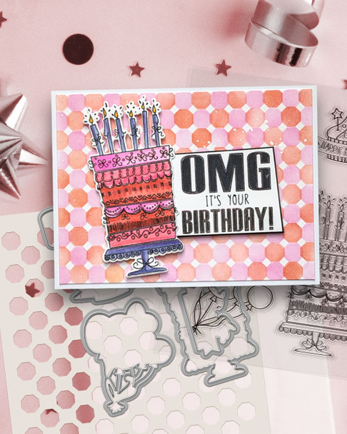 OMG Birthday Matchables Stamps & Outline dies bundle A6/4x6" - Card making, craft supplies, scrapbooking