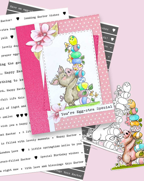 Pig-ging out with Easter eggs - colour printable clipart for Card Making, Scrapbooking, Junk Journal, svg, craft stickers & planners.