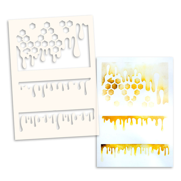 Honeycomb Drips Craft Stencil and Masks A5/6x8" - card making, craft, scrapbooking stencils.