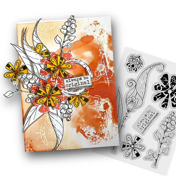 One of a Kind bundle - Clear Stamps and Stencils for mixed media card making craft