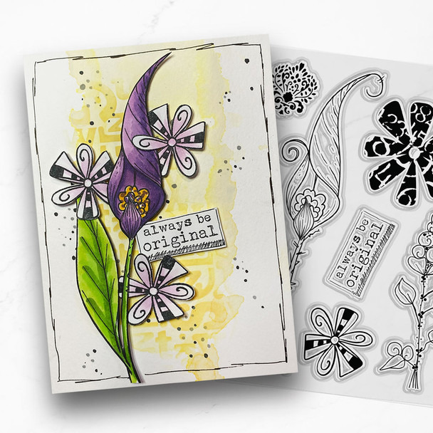 One of a Kind bundle - Clear Stamps and Stencils for mixed media card making craft