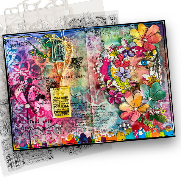 One of a Kind bundle - Clear Stamps and Stencils for mixed media card making craft