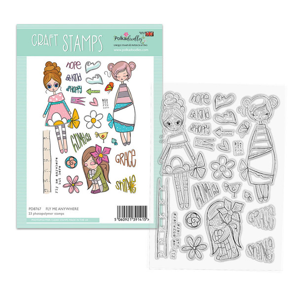 One of a Kind bundle - Clear Stamps and Stencils for mixed media card making craft