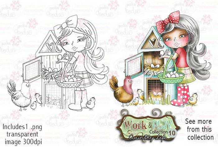 Egg Collecting Digital Stamp - Work & Play 10 Digital Craft Download