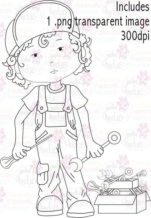 Plumber, Mechanic, Tradesman, Repair Man, DIY - Digital Stamp Download