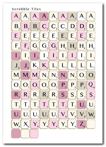 Love/Romance Love & Kisses scrabble letters - download printable digital stamp