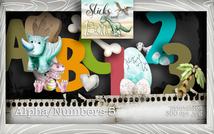 Sticks & Bones - Alphabet 5 - Digital Stamp CRAFT Download