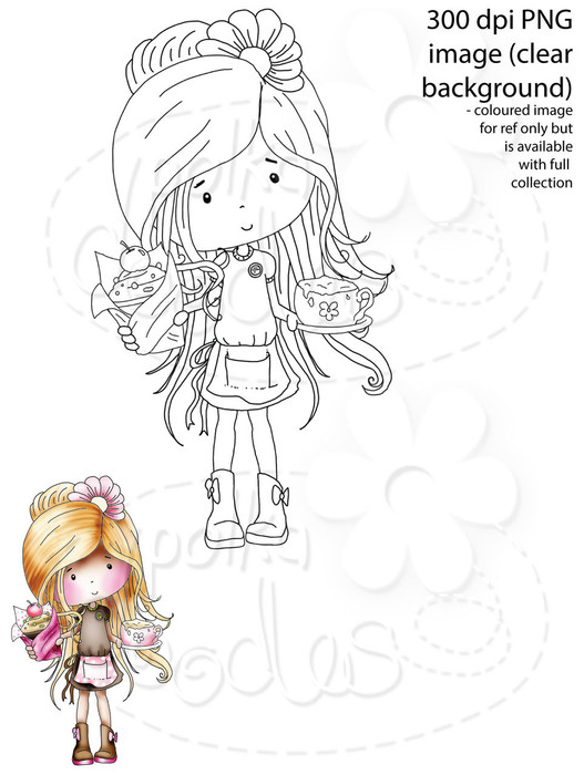 Barista Coffee/Cake Digi Stamp - Digital Stamp Scrapbooking Download