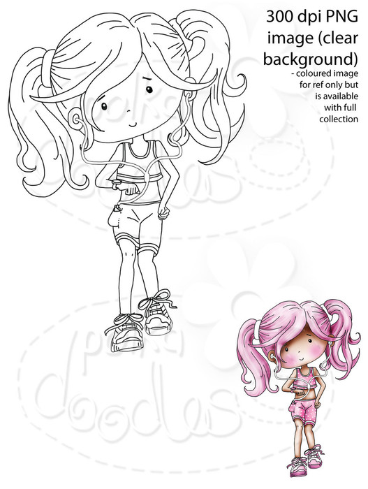 Female Runner/Workout/Fitness/Race for Life Digital Stamp